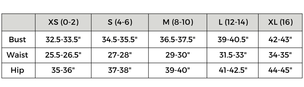 Women's Clothing Size Guide