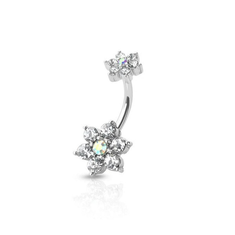 316L Stainless Steel Flower Burst Navel Ring - Fashion Hut Jewelry