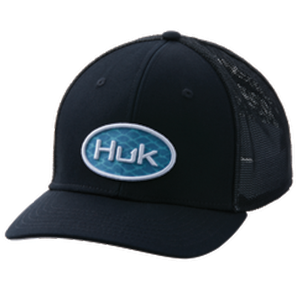 Huk Scaled Logo Stretch Trucker Hat Black / S/M