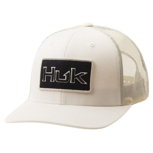 HUK Men's Standard Logo Stretchback Trucker, Anti-Glare Fishing Hat, Black,  Small/Medium