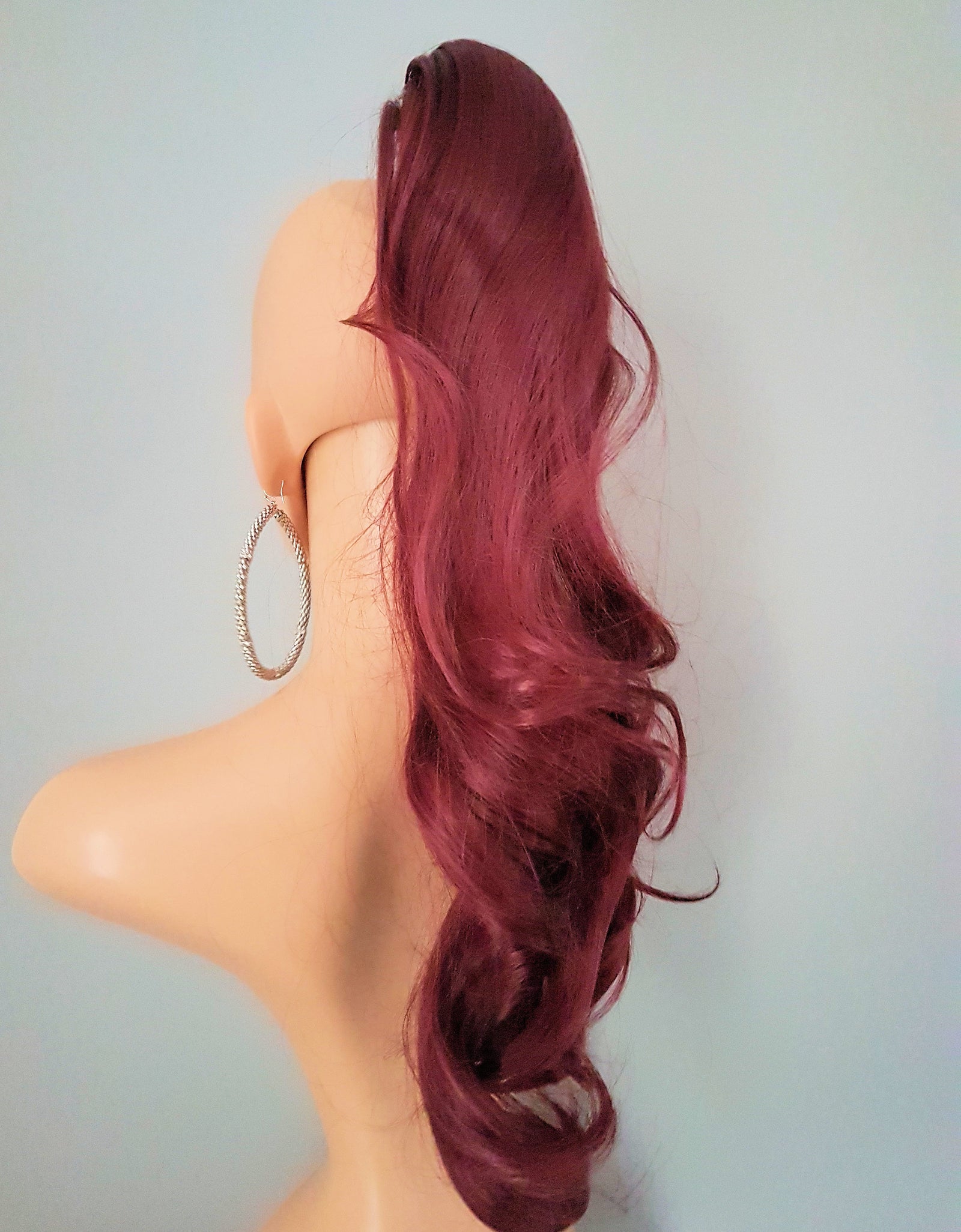 burgundy ponytail