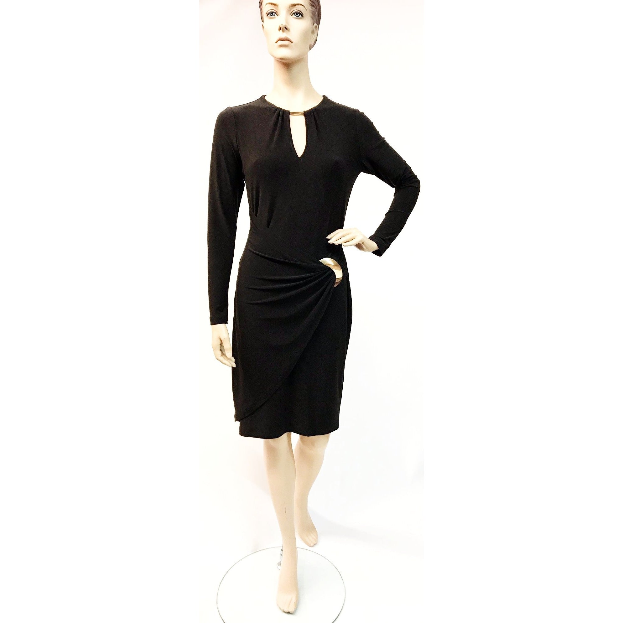 Women's Joseph Ribkoff | Drape Dress with Gold Buckle | Black - F.L ...