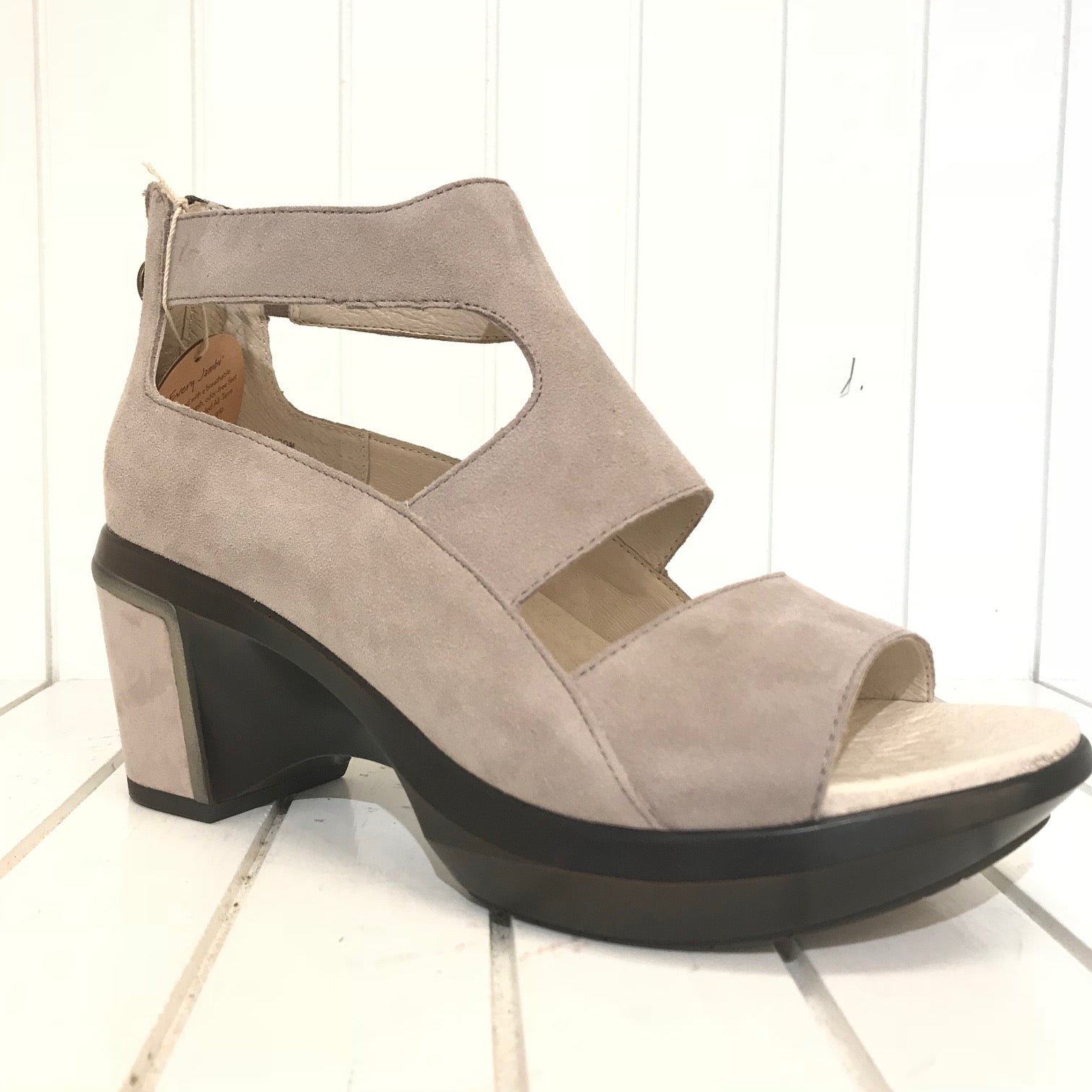 Women's Jambu | Rio Open Toe Sandal with Chunky Heel | Light Taupe - F ...