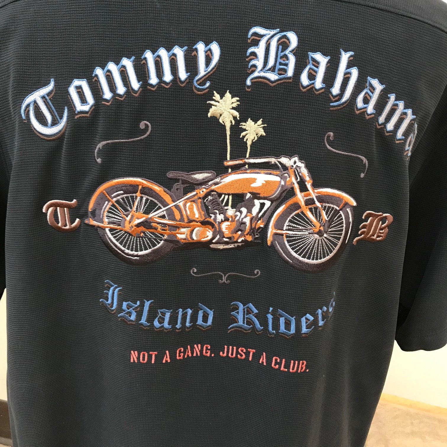 Men S Tommy Bahama Island Riders Vintage Camp Shirt Black F L Crooks Com