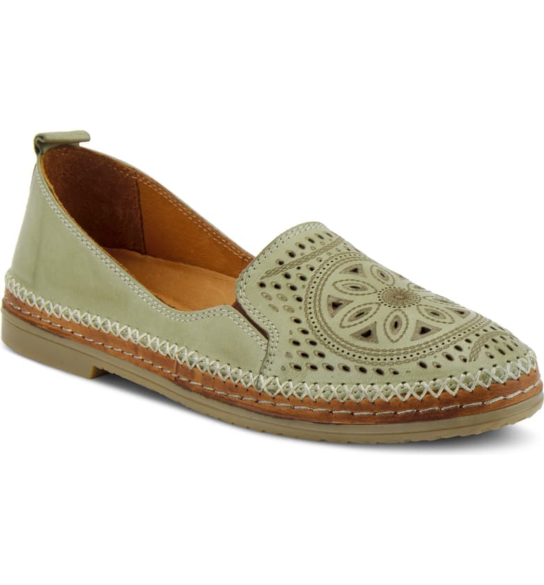 olive green womens slip on shoes