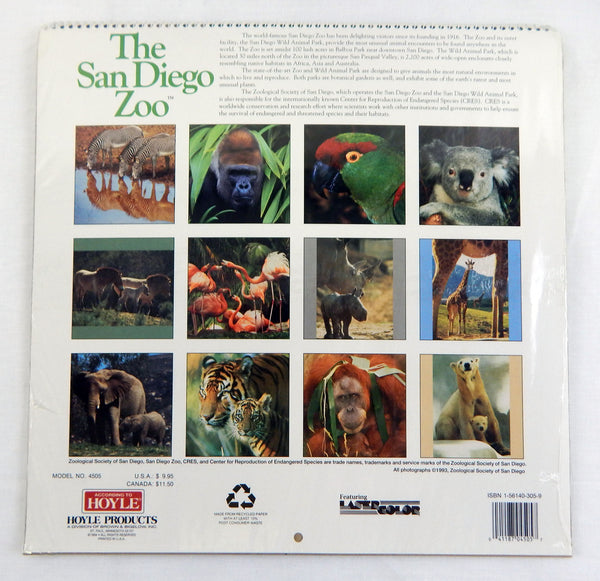Vintage 1995 2023 The San Diego Zoo Calendar Unbelievable Finds