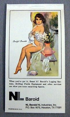 Vintage 1978 Fritz Willis Beautiful Bernadette Pin Up Notepad and Calendar - Unbelievable Finds