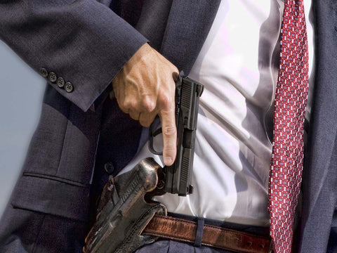 Businessman with concealed carry. 