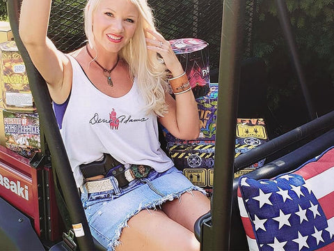 woman with concealed weapon celebrating fourth of july