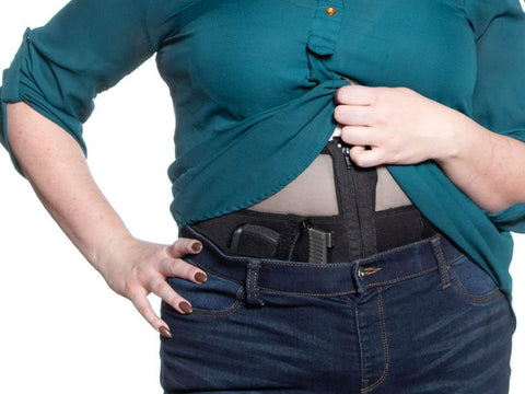 woman wearing concealed carry corset holster