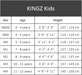 Kingz Kimonos Size Chart