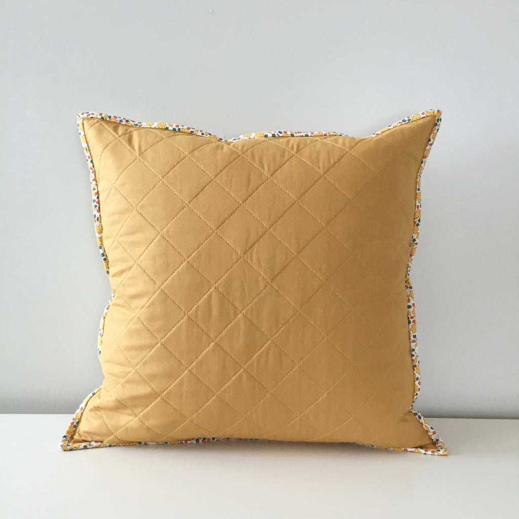 MustardandGold Quilted Throw Pillow Salty Oat