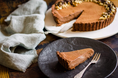 A slice of Freya's Nourishment Chocolate Mousse Tart 