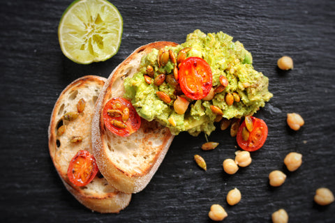 High protein chickpea and avocado breakfast