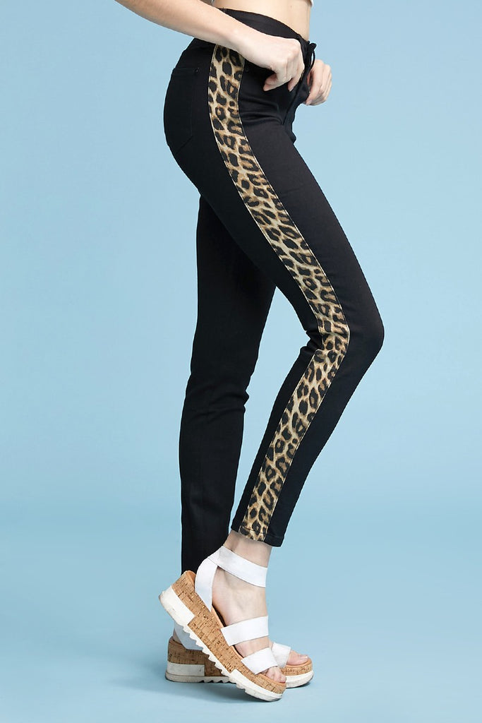 jeans with leopard stripe