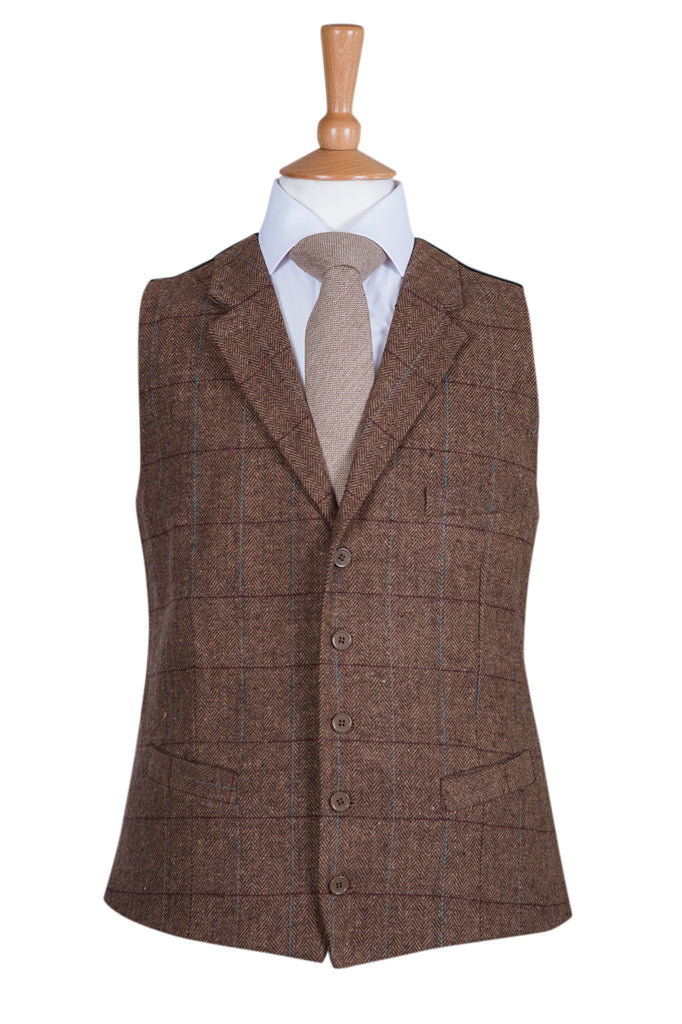 Brown Tweed Country Chic Waistcoat Richard Paul Menswear