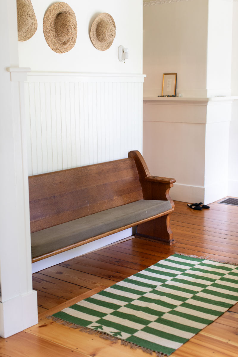 Broken Stripe Rug - Green Jute + Wool