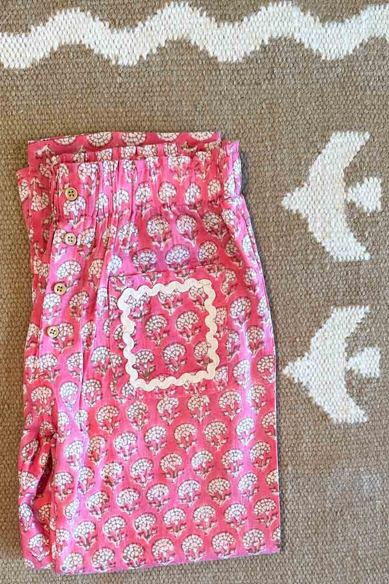 Little Fry Sunshine Pant - Crescent Flower Bon Pink Organic