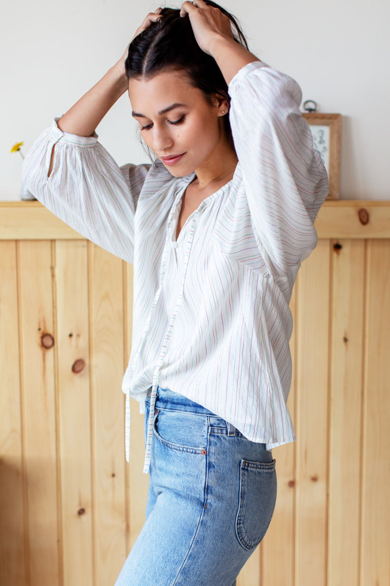 Lucy Blouse - Rainbow Ivory Lurex