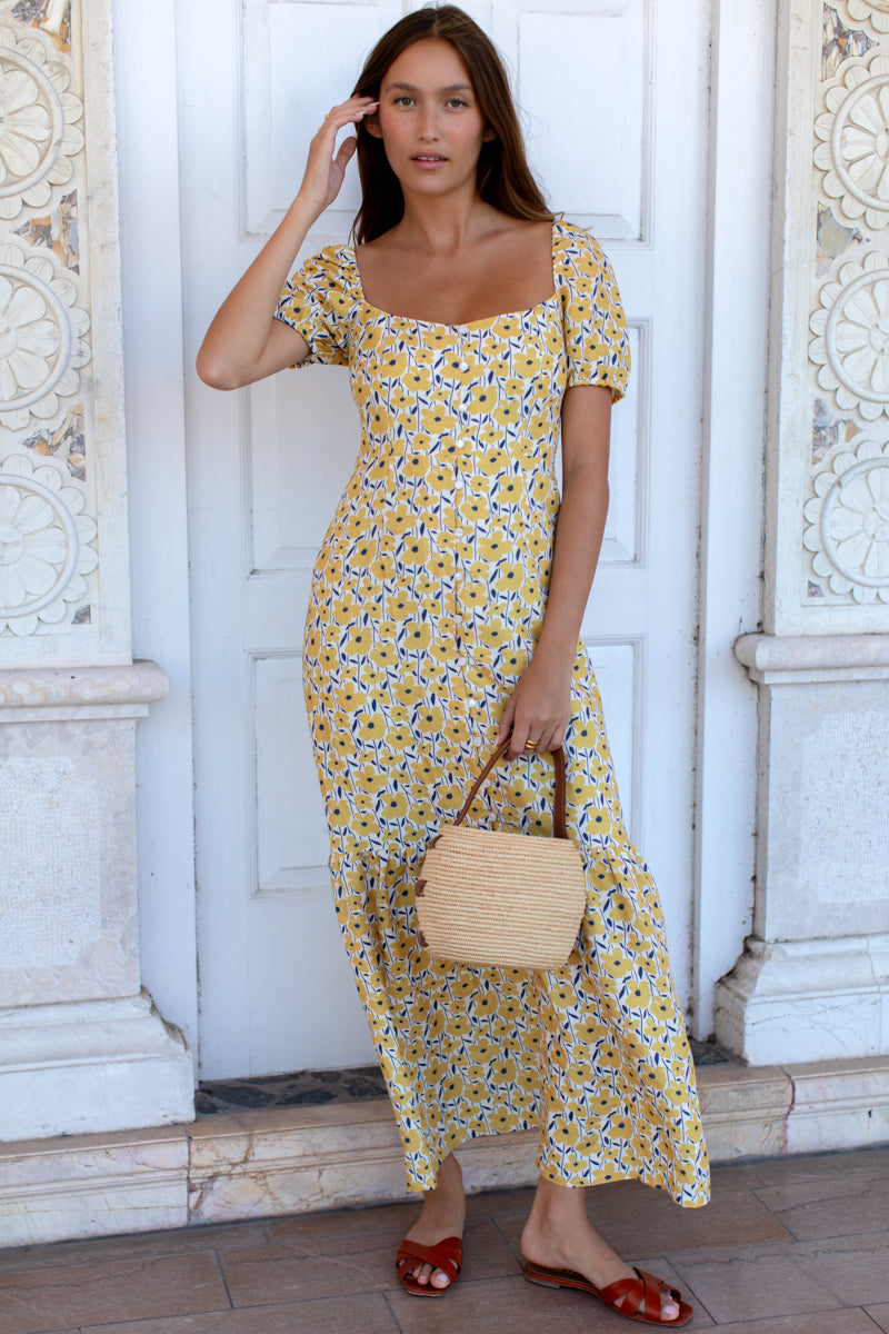 Luie Maxi Dress - Sharon's Flower Gold