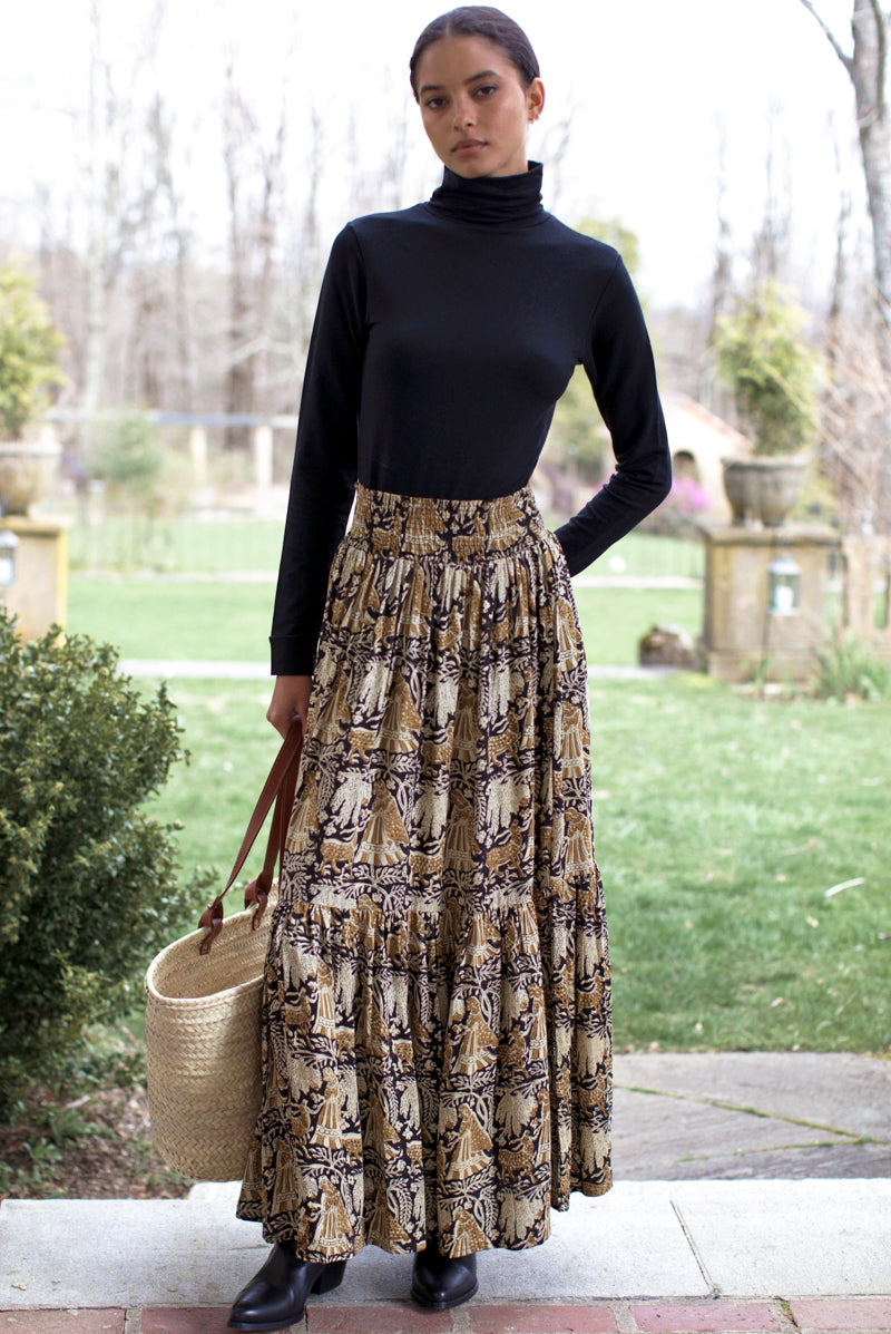 Shirred Skirt - Story Print