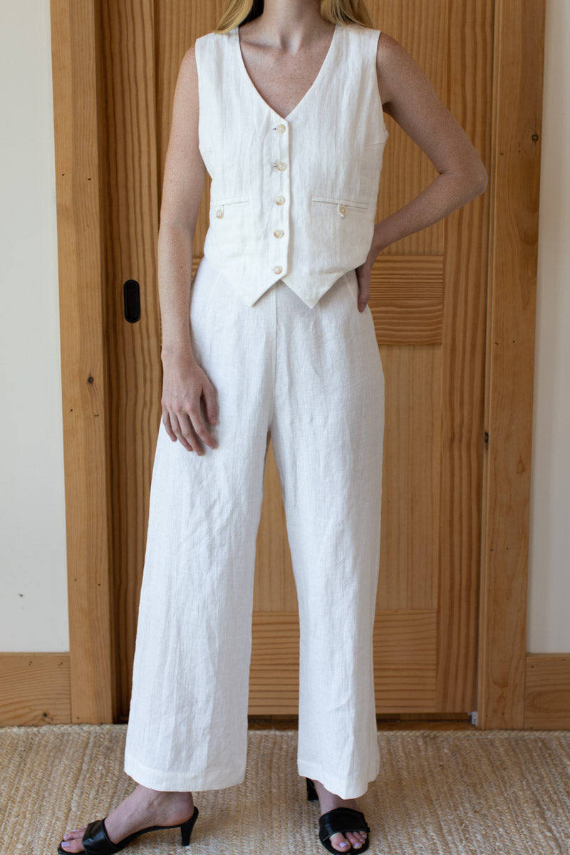 Roma Pant - White Linen