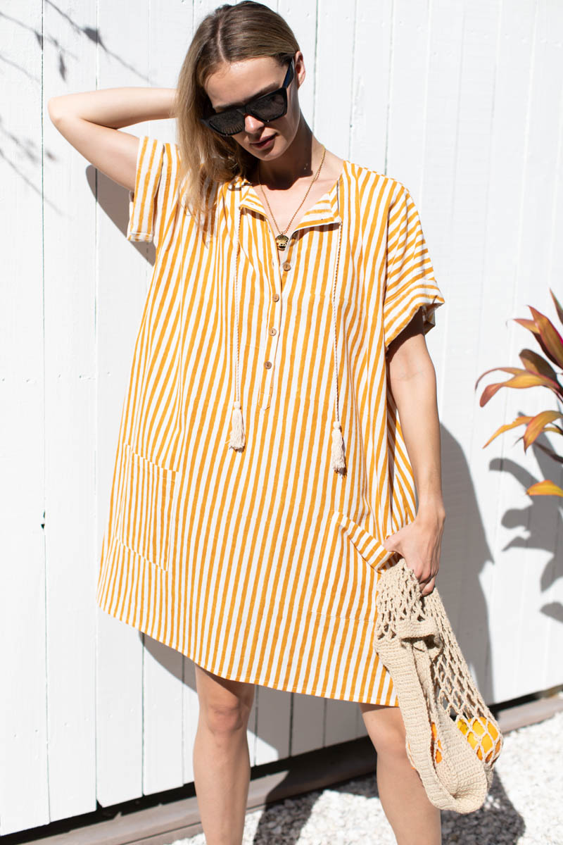 Baja Caftan - Marigold Stripe Organic