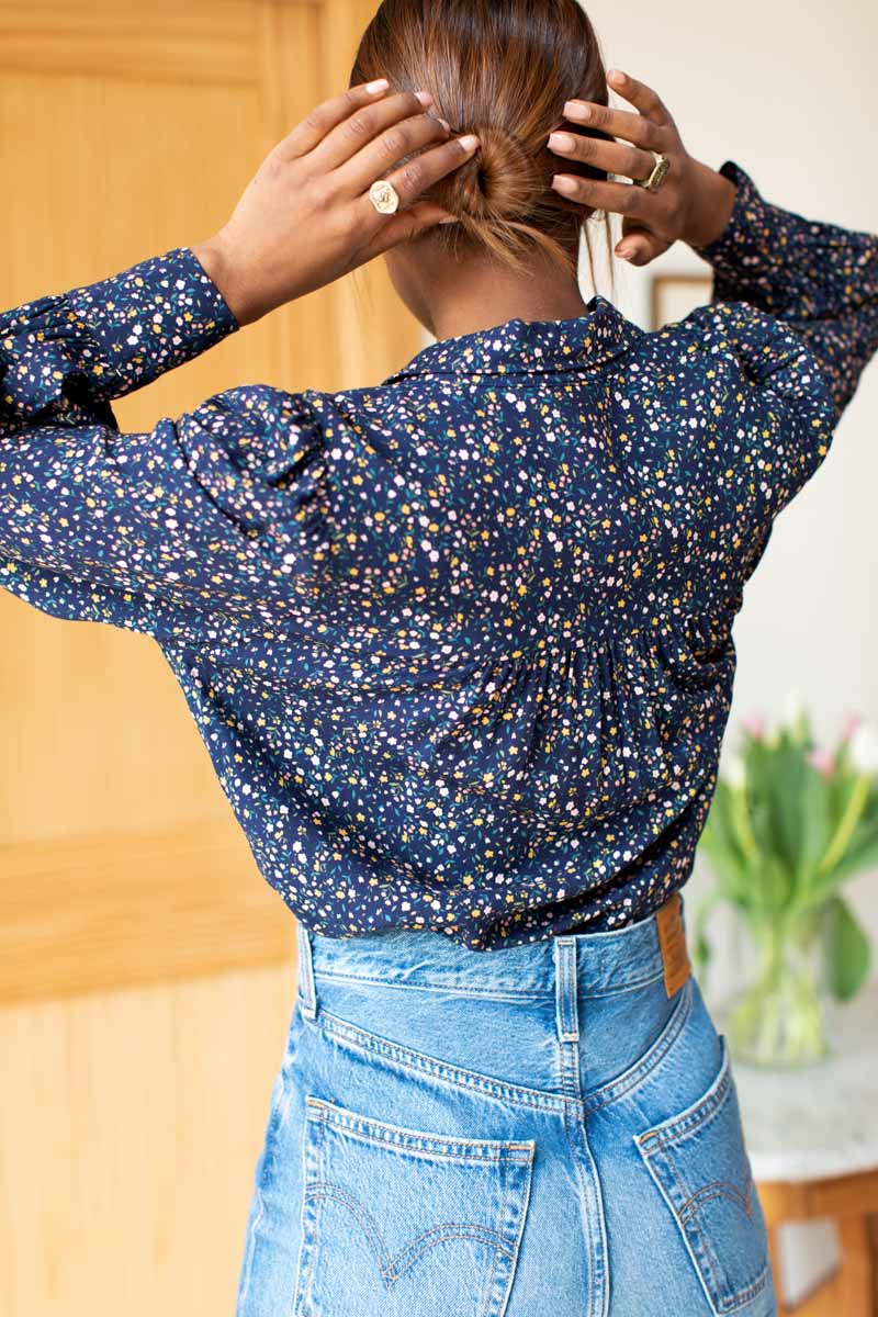 Button Down Blouse - Navy