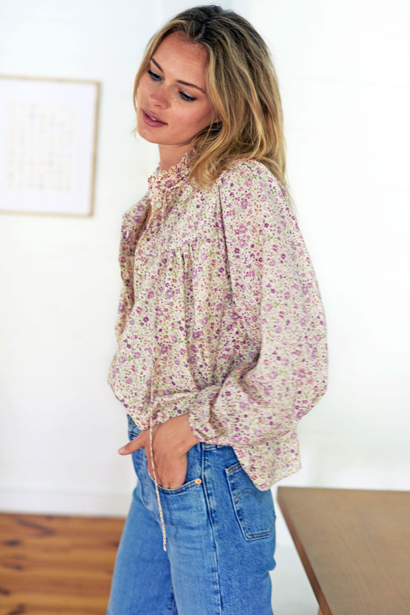 Cecile Blouse - Purple Calico Floral