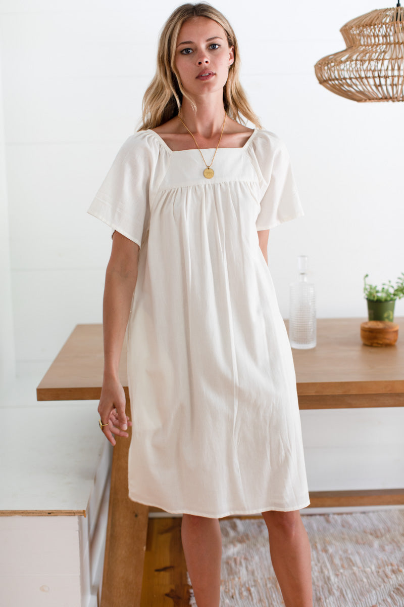 Colette Short Dress - Ivory Organic