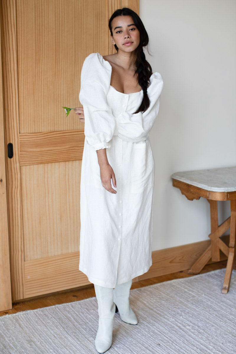 Hazel Dress - Salt Linen