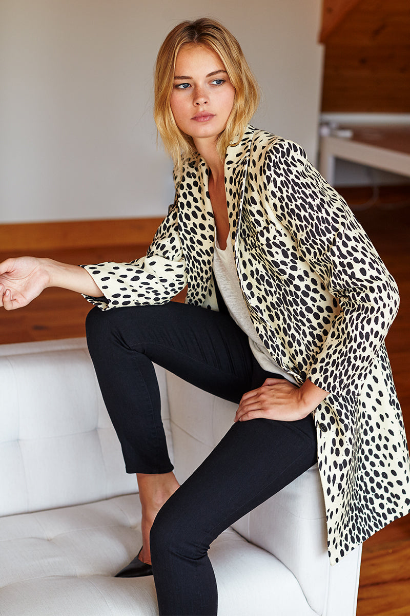 Wingtip Coat 2 - Leopard Linen