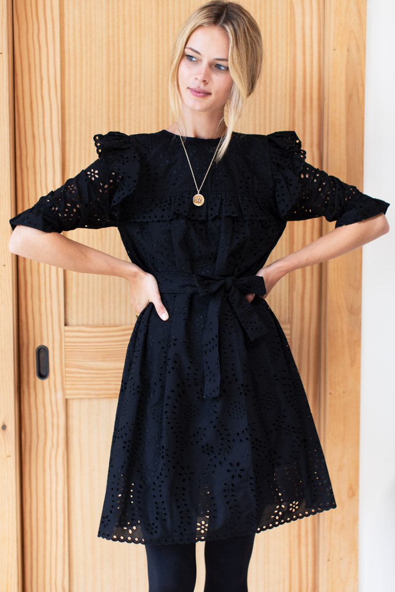 Elsa Dress - Black Eyelet