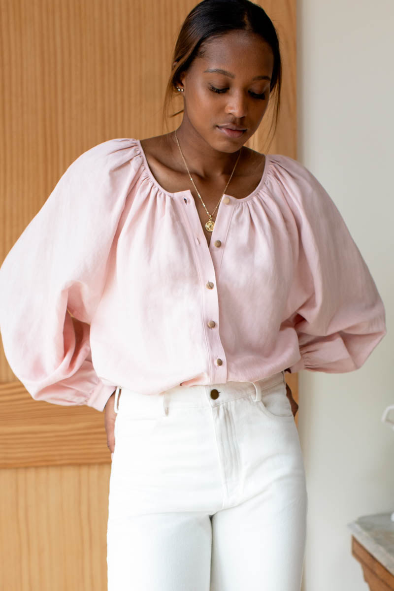 Frances Blouse - Shell Pink Linen