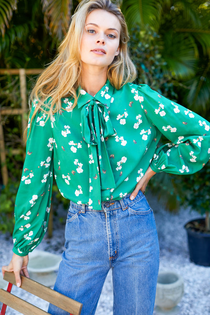 Frankie Blouse - Butterflies Green