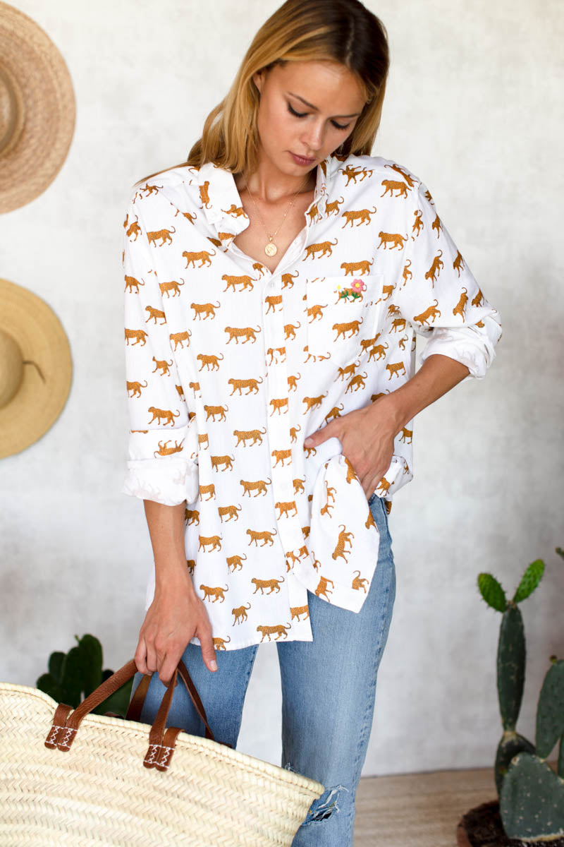 Ryan Shirt - Ivory Cheetah Organic