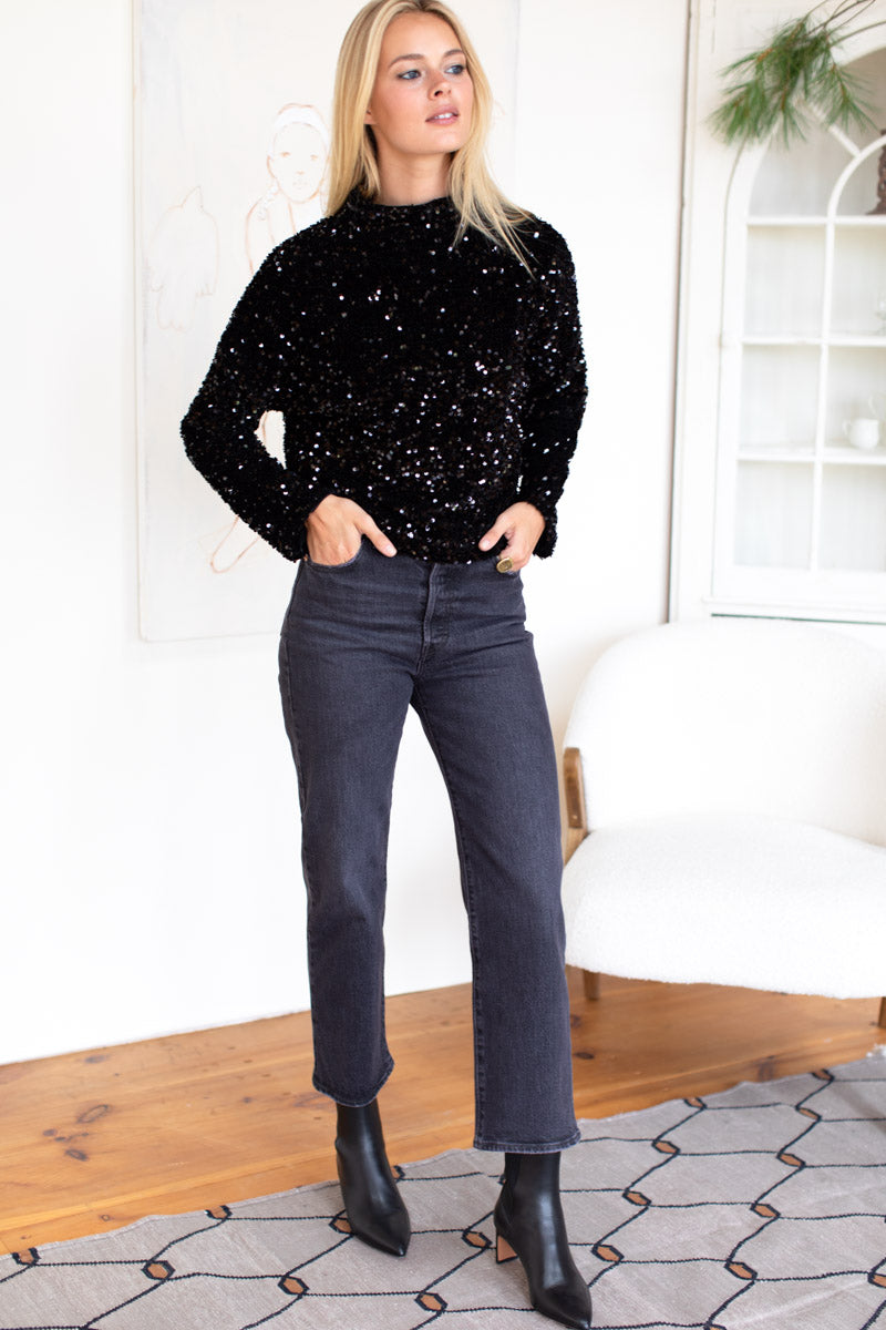 Edie Top - Black Sequin