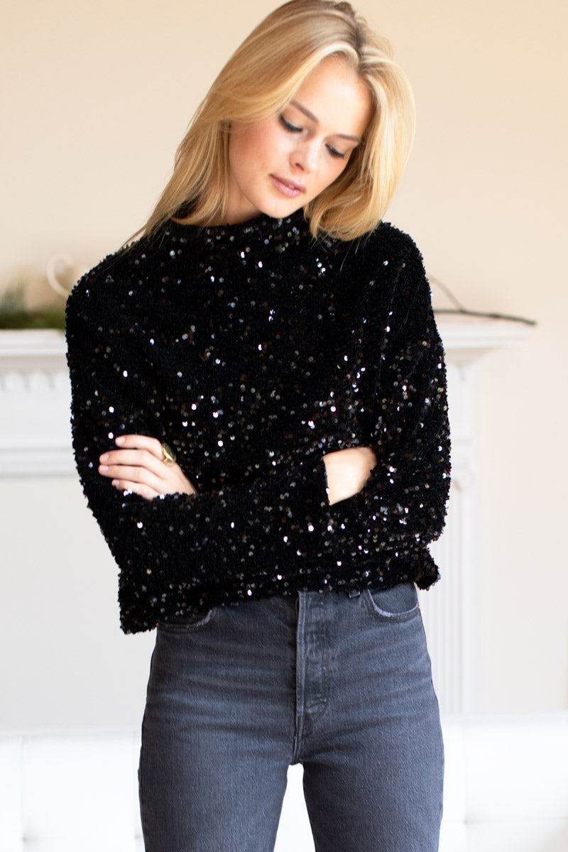 Edie Top - Black Sequin