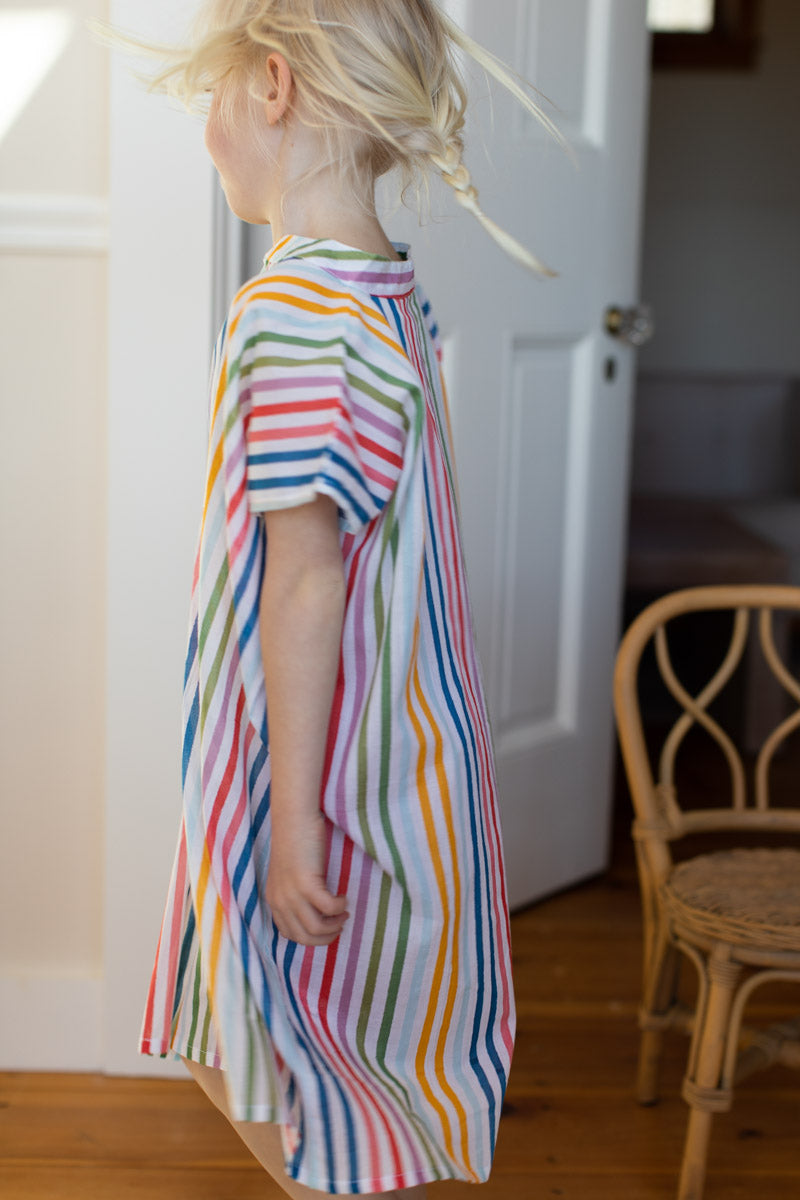 Little Fry Caftan - Rainbow Stripe Organic