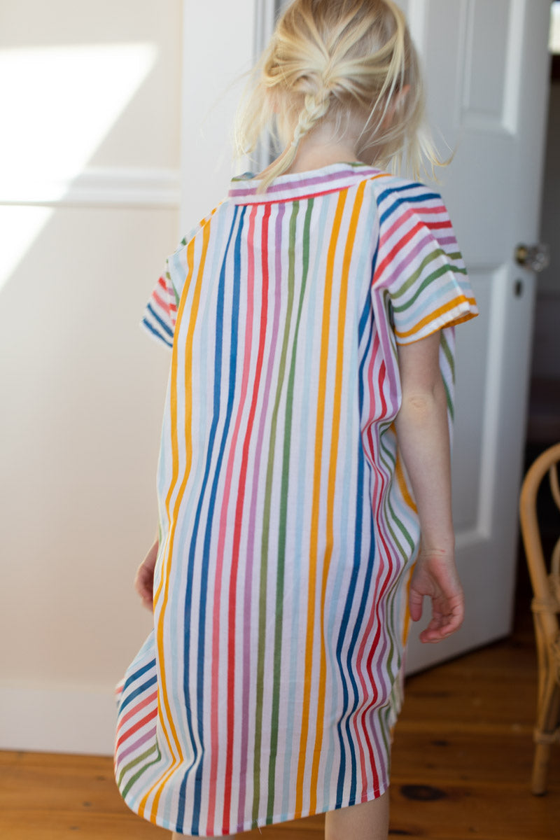 Little Fry Caftan - Rainbow Stripe Organic