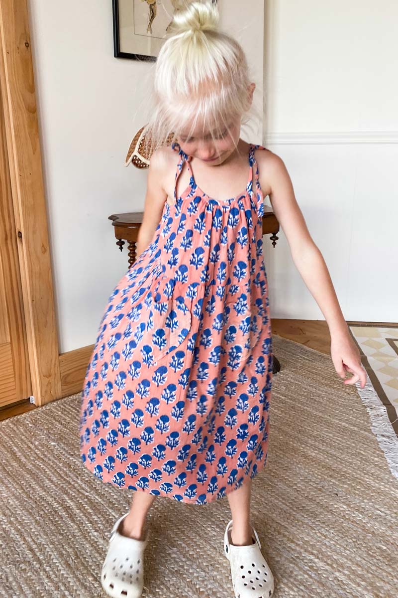 Little Fry Sunshine Dress - Little Marigolds Apple + Blue Organic