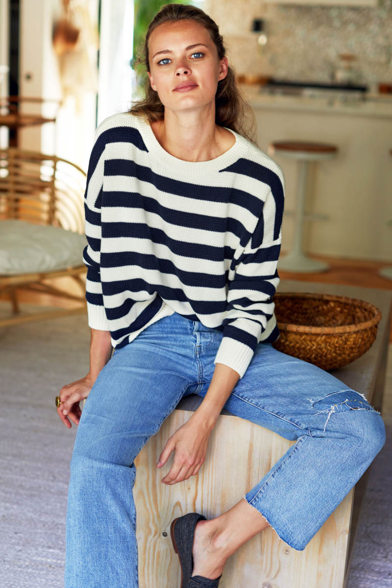 Carolyn Sweater - Navy French Stripe Organic