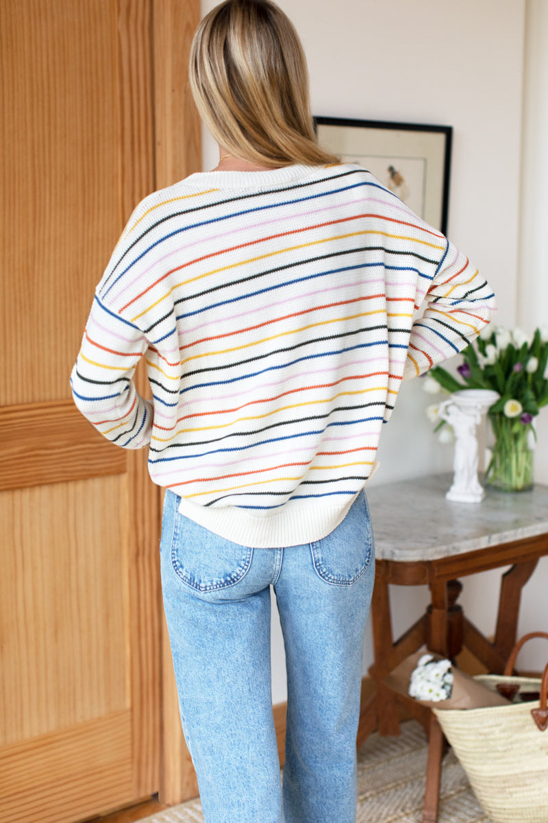 Carolyn Sweater - Rainbow 5 Stripe Organic