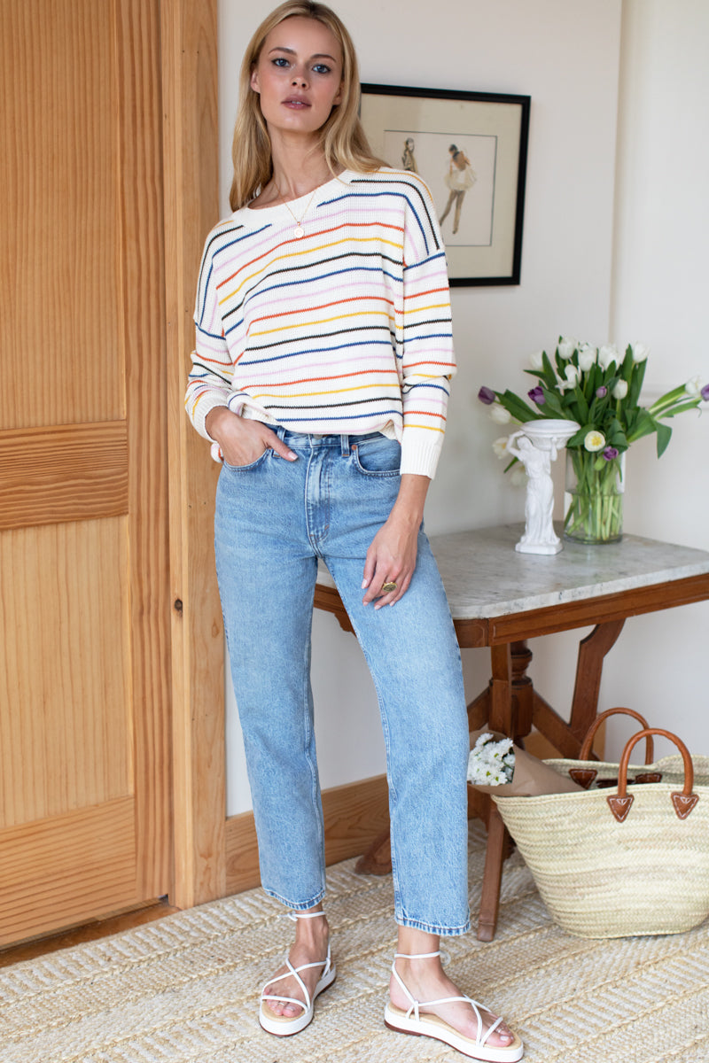 Carolyn Sweater - Rainbow 5 Stripe Organic