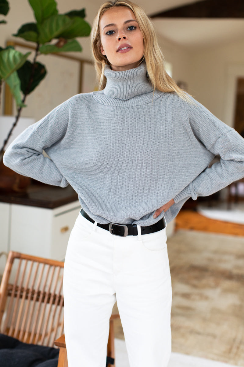 Carolyn Turtleneck Sweater - Grey Organic - Emerson Fry