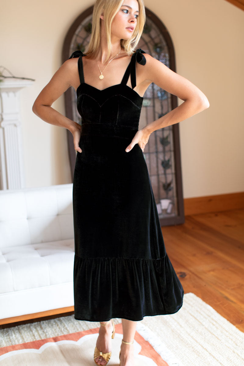 Charlotte Dress - Black Velvet