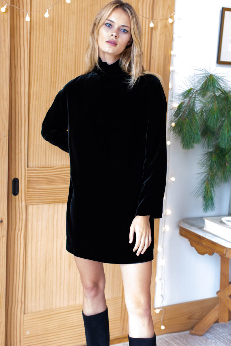 Edie Dress - Black Silk Velvet