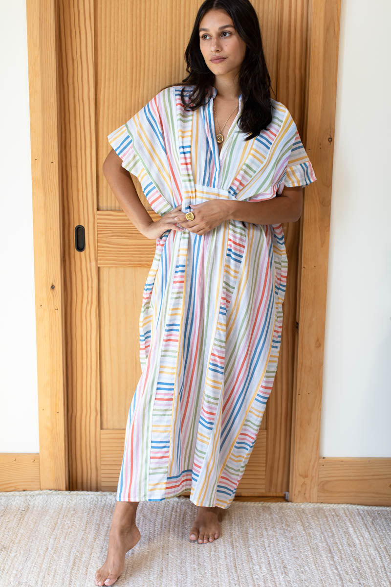 Emerson Caftan - Rainbow Stripe Organic