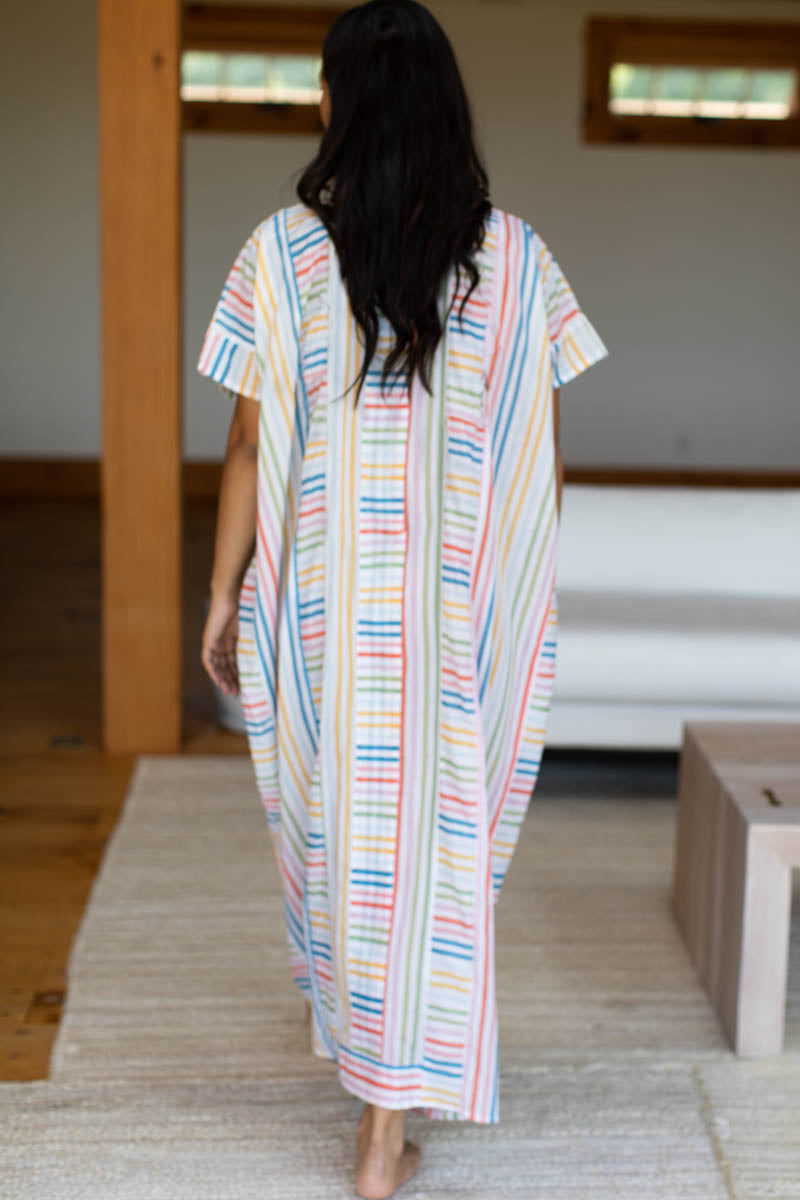 Emerson Caftan - Rainbow Stripe Organic