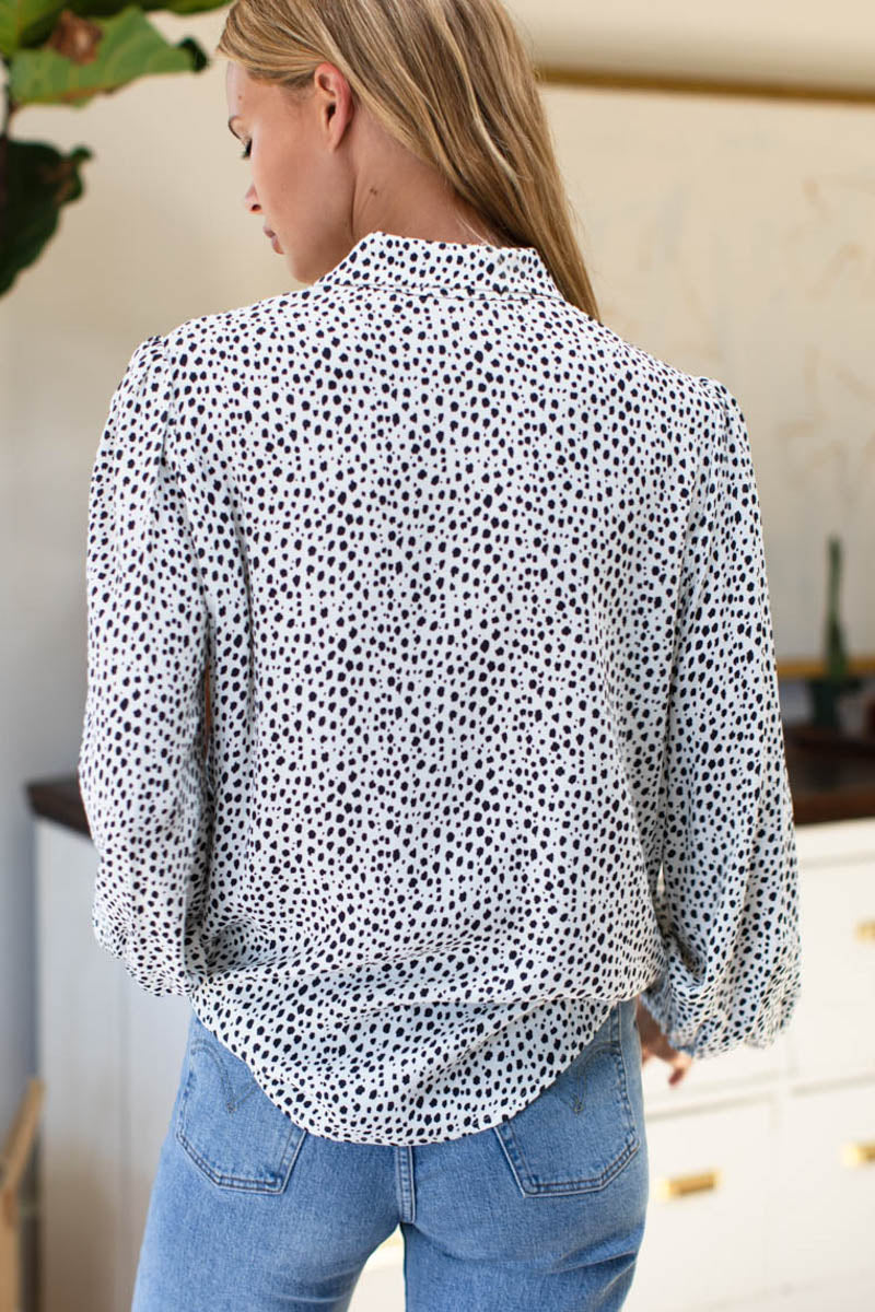 Frankie Blouse - Black + White Cheetah